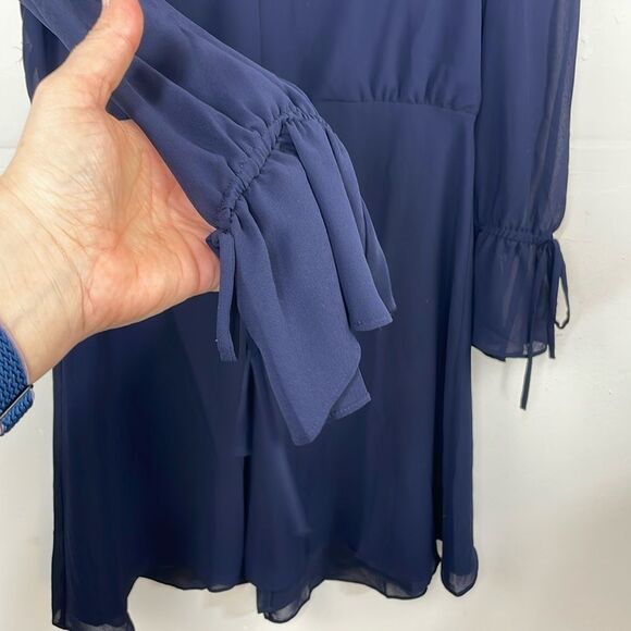 Vince Camuto Navy Blue Career Chiffon Blouson Dress size 8 - Picture 11 of 16